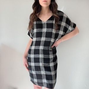 Madewell Zip Front Black Buffalo Plaid Check Sheath Dress